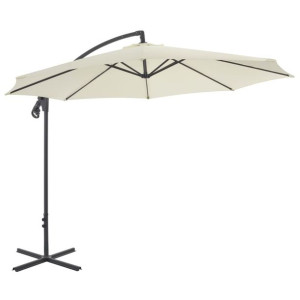 Parasol wiszący ze stalowym słupkiem, 300 cm, piaskowy