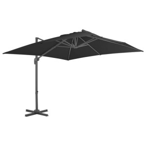 Parasol wiszący z aluminiowym słupkiem, 3x3 m, czarny