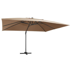 Parasol z LED i aluminiowym słupkiem, 400x300 cm, taupe