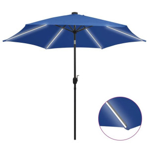 Parasol ogrodowy z LED i aluminiowym słupkiem, 300 cm, lazur