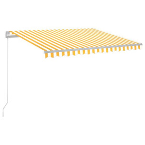 Ręcznie zwijana markiza z LED, 300 x 250 cm, żółto-biała