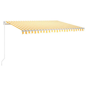 Ręcznie zwijana markiza z LED, 450x350 cm, żółto-biała
