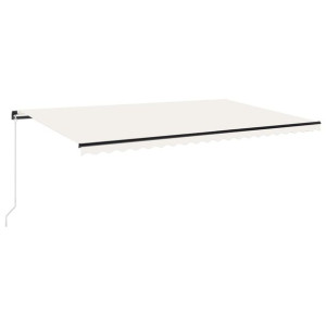Ręcznie zwijana markiza z LED, 500 x 300 cm, kremowa