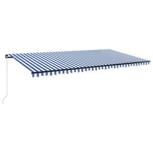 Ręcznie zwijana markiza z LED, 600 x 300 cm, niebiesko-biała