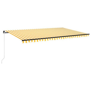 Ręcznie zwijana markiza z LED, 500x350 cm, żółto-biała