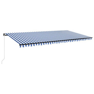 Ręcznie zwijana markiza z LED, 600x350 cm, niebiesko-biała