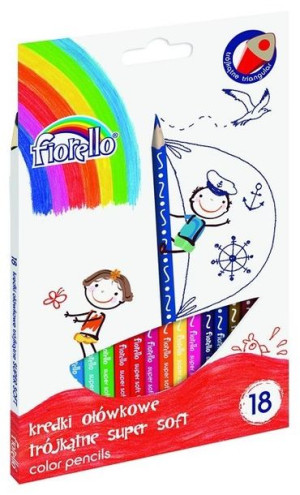 Kredki FIORELLO Super Soft 18 kol trójkątna GRAFIT