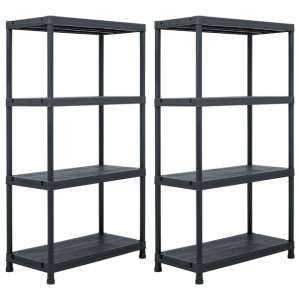 Regały magazynowe, 2 szt., czarne, 60x30x138 cm, plastikowe