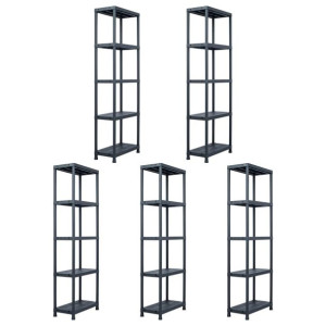 Regały magazynowe, 5 szt., czarne, 125 kg, 60x30x180 cm