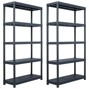 Regały magazynowe, 2 szt., czarne, 250 kg, 80x40x180 cm