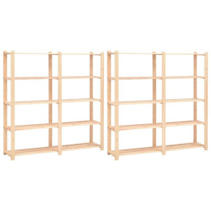 Regały z 5 półkami, 2 szt., 170x38x170 cm, sosna, 500 kg