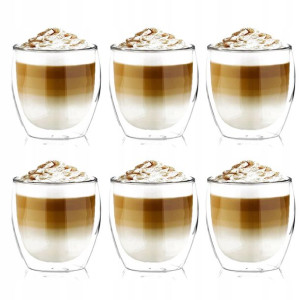 Szklanki Termiczne 250ml Do Kawy Latte Zestaw 6szt