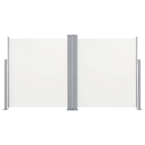 Wysuwana markiza boczna na taras, dwustronna 170x600 cm kremowa
