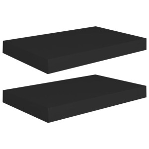 Półki ścienne, 2 szt., czarne, 40x23x3,8 cm, MDF