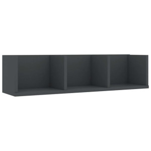 Półka ścienna na płyty CD, szara, 75x18x18 cm, płyta wiórowa