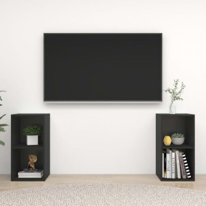 Lumarko Szafki TV, 2 szt., czarne, 72x35x36,5 cm, płyta wiórowa