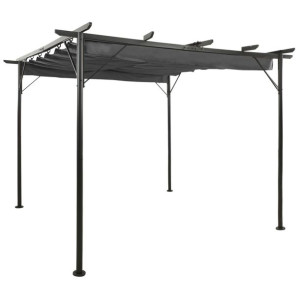 Pergola ogrodowa ze zwijanym dachem, 3x3 m, antracyt, 180 g/m²