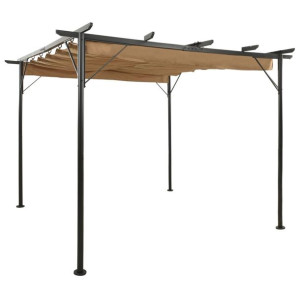 Pergola ogrodowa ze zwijanym dachem, taupe, 3x3 m, 180 g/m²