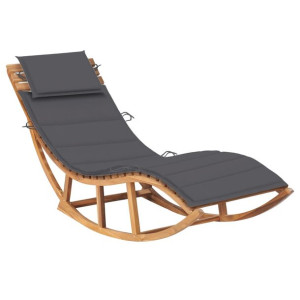 Leżak bujany z poduszką, lite drewno tekowe