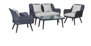 Zestaw sofa + dwa fotele i stolik z technorattanu