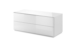 Nowoczesna Komoda RTV Białe Szkło 120cm HELIO 41