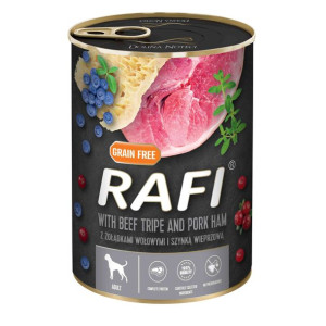 Rafi Mokra Karma Dla Psa Żołądki Wołowe, Szynka, Borówka, Żurawina 400 g