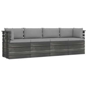 Ogrodowa sofa 4-osobowa z palet, z poduszkami, drewno sosnowe