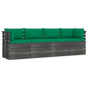 Ogrodowa sofa 4-osobowa z palet, z poduszkami, drewno sosnowe