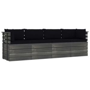 Ogrodowa sofa 4-osobowa z palet, z poduszkami, drewno sosnowe