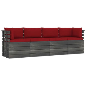 Ogrodowa sofa 4-osobowa z palet, z poduszkami, drewno sosnowe