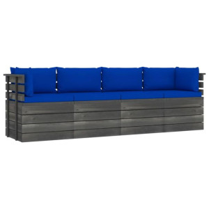 Ogrodowa sofa 4-osobowa z palet, z poduszkami, drewno sosnowe