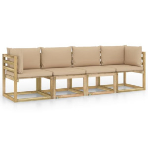 Ogrodowa sofa 4-os. z beżowymi poduszkami