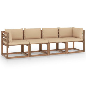 Ogrodowa sofa 4-osobowa z palet, z poduszkami, drewno sosnowe
