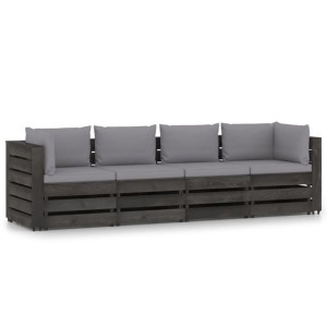 Ogrodowa sofa 4-os. z poduszkami, impregnowane na szaro drewno
