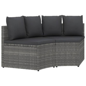 2-częściowa sofa ogrodowa z poduszkami, polirattan, szara