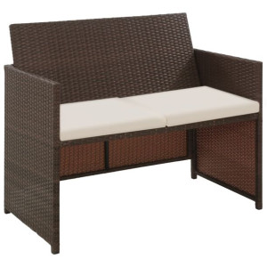 2-osobowa sofa ogrodowa z poduszkami, polirattan, brązowa