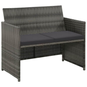 2-osobowa sofa ogrodowa z poduszkami, polirattan, szara