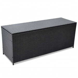 Skrzynia ogrodowa, czarna, 150 x 50 x 60 cm, rattan PE