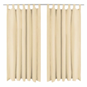 Zasłony z mikrosatyny, 2 szt., z pętelkami, 140x225 cm, beżowe