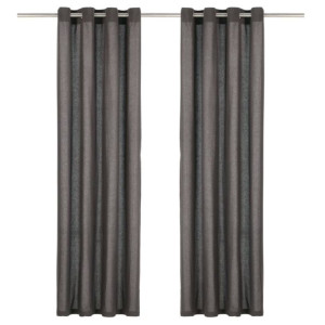 Zasłony, metalowe kółka, 2 szt., bawełna, 140x245 cm, antracyt