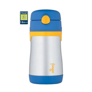 Stalowy termos dla niemowląt ze słomką Foogo Thermos - blue