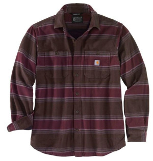 Koszula Ocieplana Flanelowa Carhartt Hamilton Fleece Lined DARK BROWN STRIP