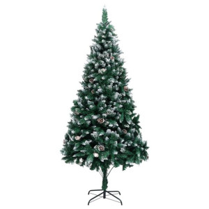 Sztuczna choinka z szyszkami i białym śniegiem, 240 cm