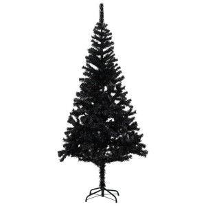 Sztuczna choinka ze stojakiem, czarna, 240 cm, PVC