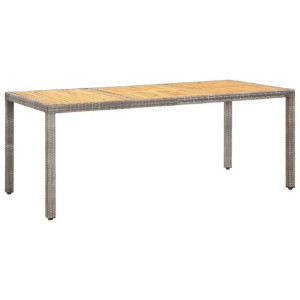 Stół ogrodowy, szary, 190x90x75 cm, rattan PE i drewno akacjowe