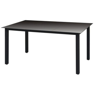 Stół ogrodowy, czarny, 150x90x74 cm, aluminium i szkło