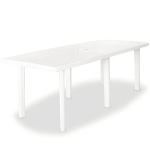 Stół ogrodowy, biały, 210 x 96 x 72 cm, plastikowy