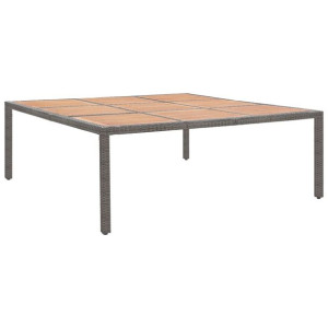 Stół ogrodowy, szary, 200x200x74 cm, rattan PE i akacja