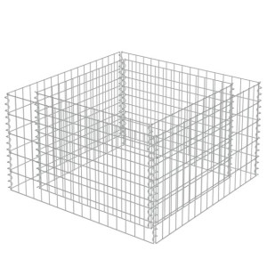 Podwyższona donica gabionowa, galwanizowana stal, 90x90x50 cm