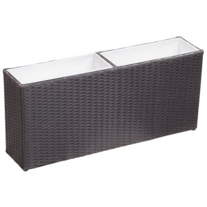 Podwyższona donica z 2 wkładami 90x20x40 cm, polirattan, czarna